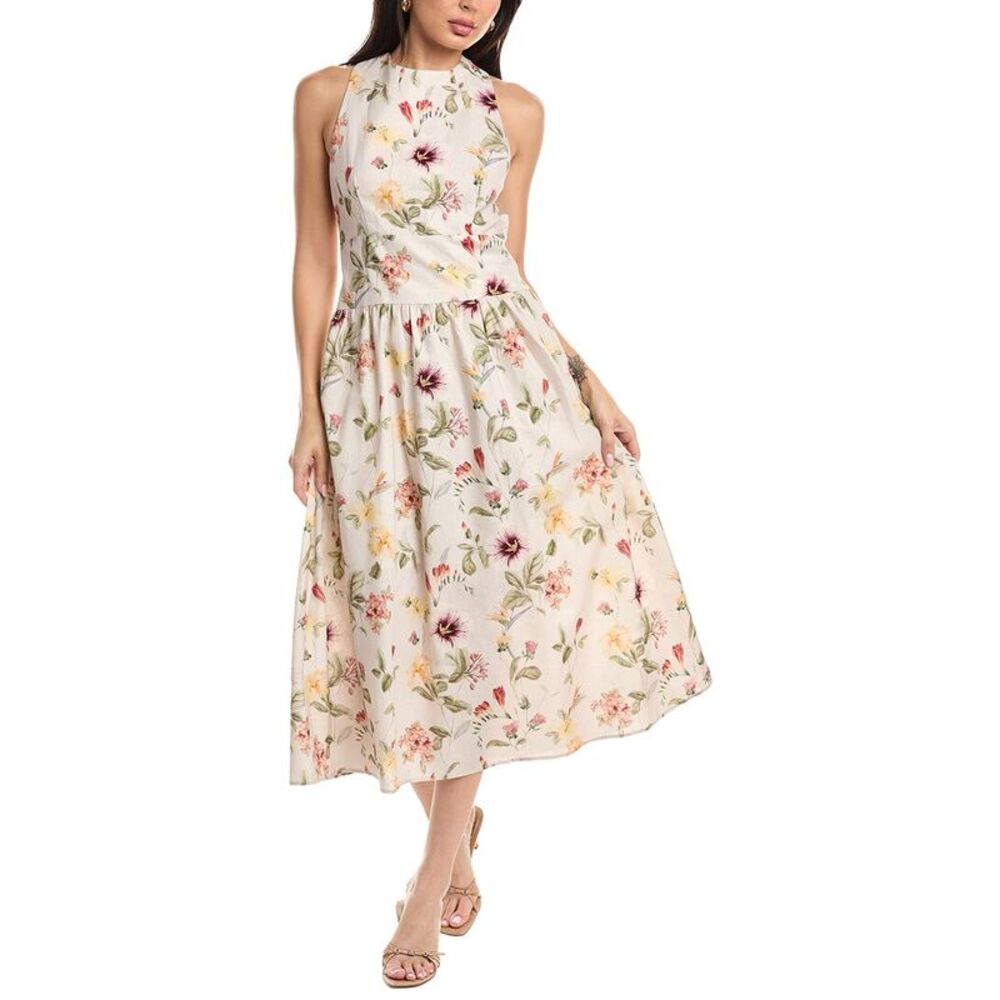 Jl Luxe Womens  Sleeveless Linen-Blend Midi Dress, Pink